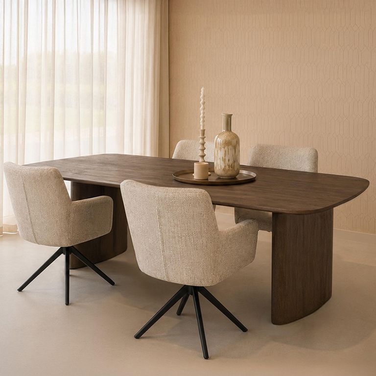 Tyler Curved Dining Table - 220cm - 8 Seater - Malta - Mango Wood