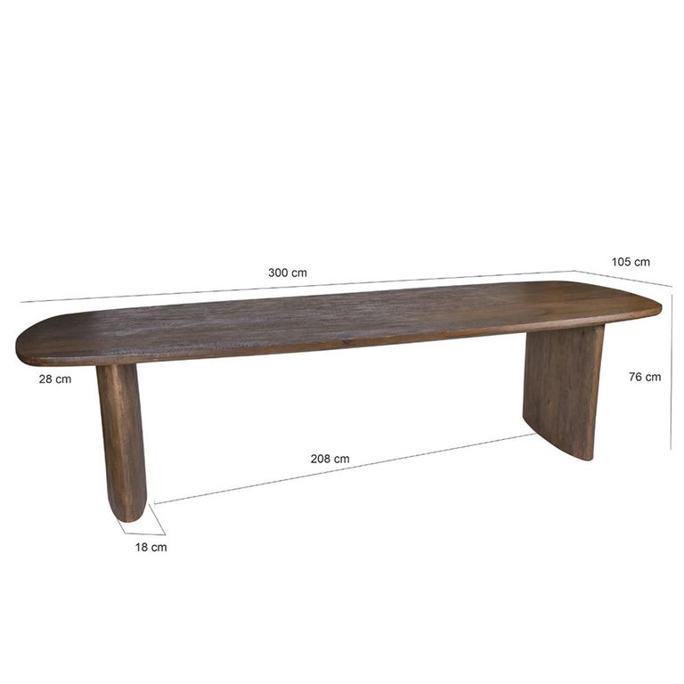 Tyler Curved Dining Table - 300cm - 12 Seater - Malta - Mango Wood
