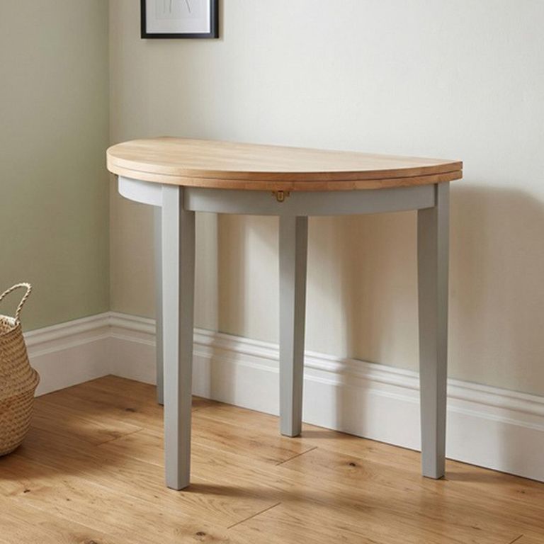 Altona Half Moon Extending Dining Table - 45cm-90cm - 2-4 Seater - Grey - Oak Top