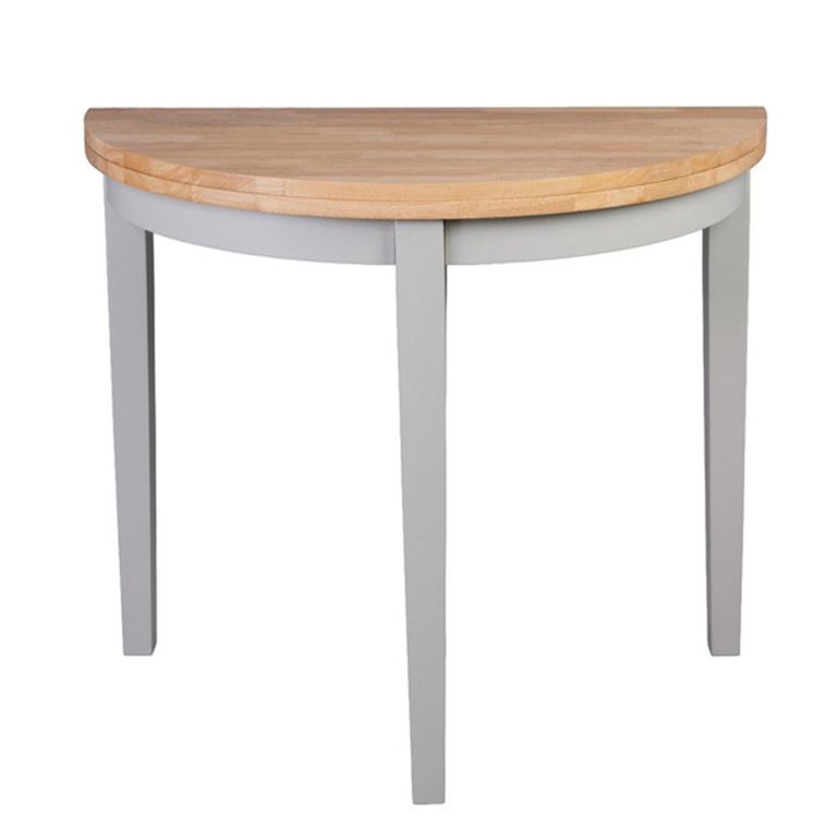 Altona Half Moon Extending Dining Table - 45cm-90cm - 2-4 Seater - Grey - Oak Top