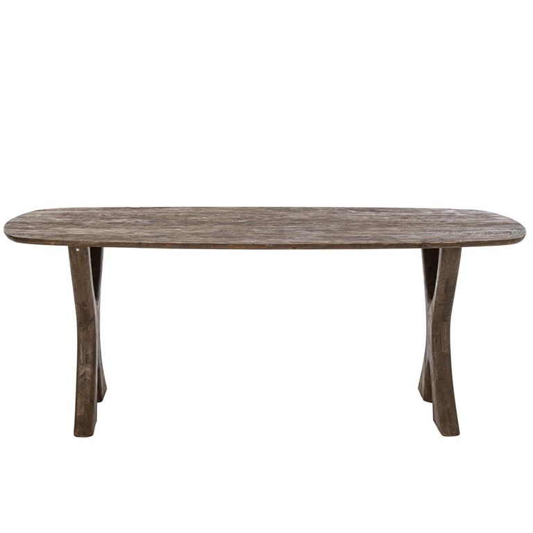 Dining Table - 200cm - 8 Seater - Sculptural Curved Legs - Dark Brown - Mango Wood