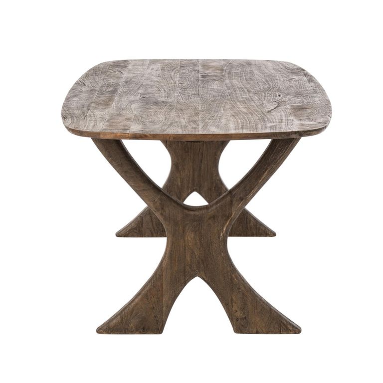 Dining Table - 200cm - 8 Seater - Sculptural Curved Legs - Dark Brown - Mango Wood