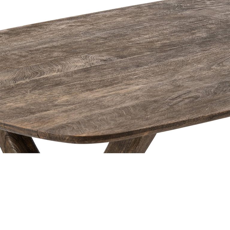 Dining Table - 200cm - 8 Seater - Sculptural Curved Legs - Dark Brown - Mango Wood