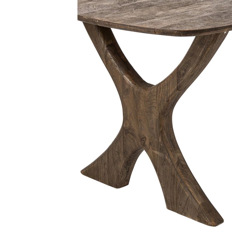 Dining Table - 200cm - 8 Seater - Sculptural Curved Legs - Dark Brown - Mango Wood