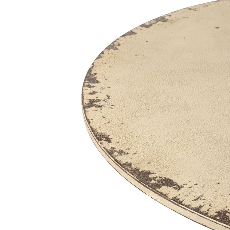Distressed Outdoor Dining Table - 123cm - 4 Seater - Round - Off White - Metal