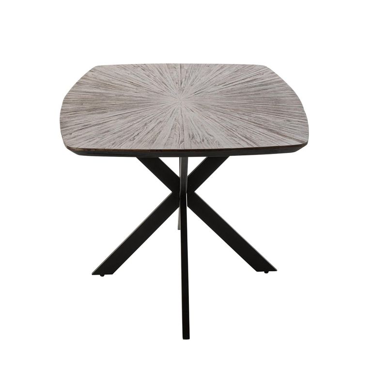 Ray Dining Table - 200cm - 8 Seater - Starburst - Star Base - Dark Brown and Black - Recycled Wood