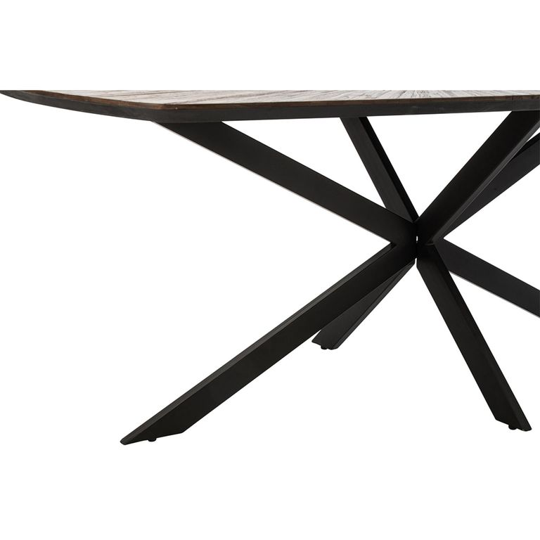 Ray Dining Table - 200cm - 8 Seater - Starburst - Star Base - Dark Brown and Black - Recycled Wood