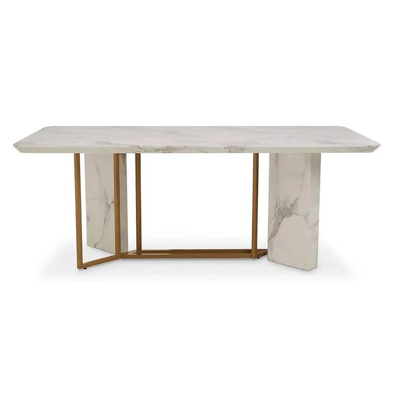 Clearance - Vieste Dining Table - 8 Seater - 200cm - White - Marble - FSS16605