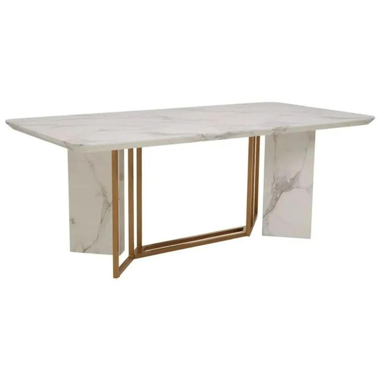 Clearance - Vieste Dining Table - 8 Seater - 200cm - White - Marble - FSS16605