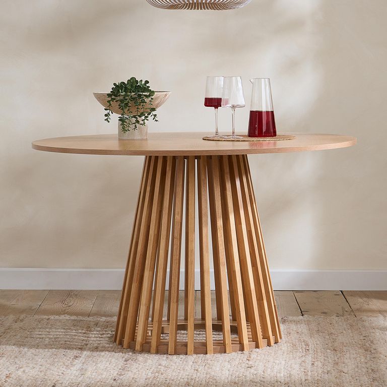 Kylo Oak Dining Table - 120cm - 4 Seater - Round - Slatted Base