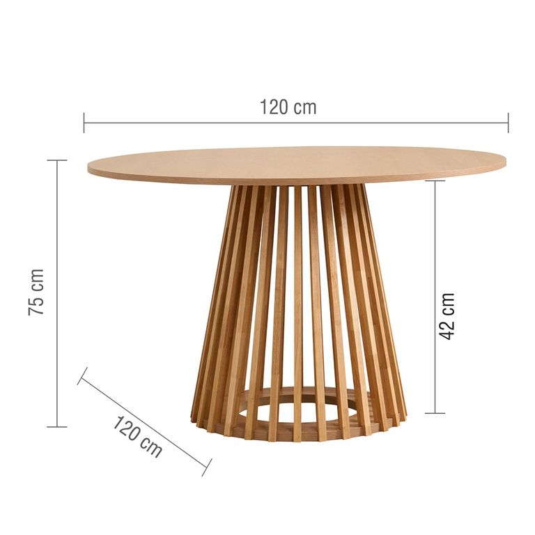 Kylo Oak Dining Table - 120cm - 4 Seater - Round - Slatted Base