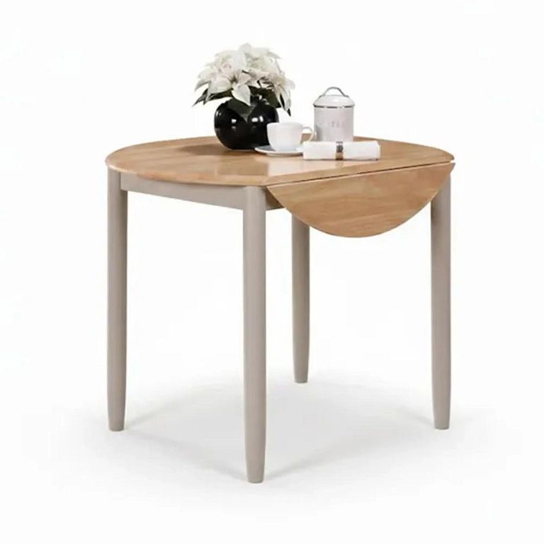 Clearance - Altona Round Drop Leaf Dining Table - 2-4 Seater - 61cm-91cm - Oak and Grey - FSS17513