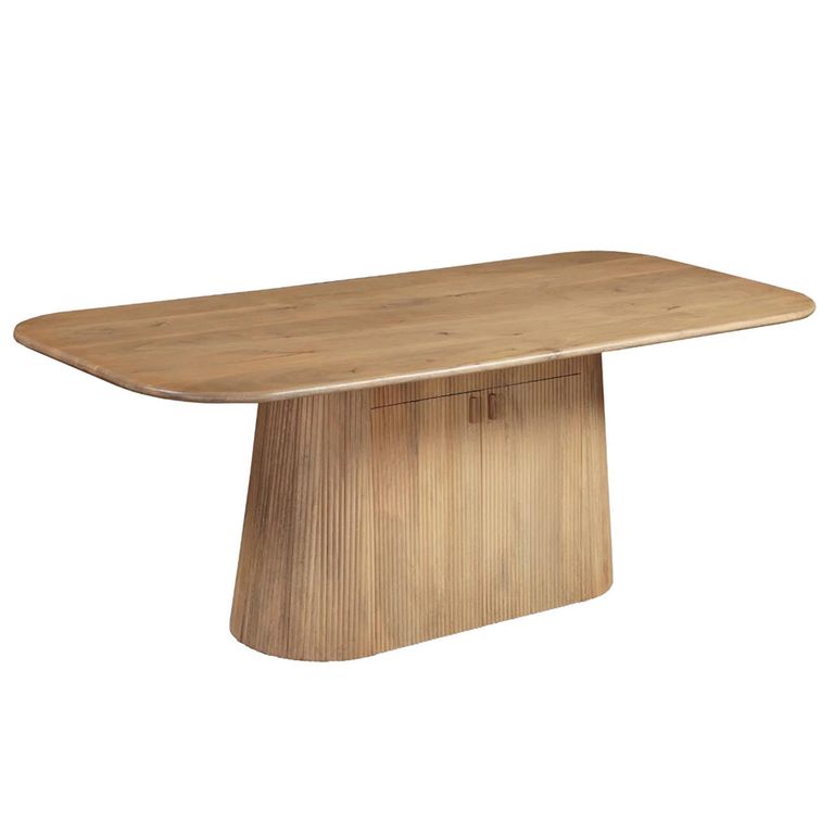 Austin Storage Dining Table - 200cm - 8 Seater - Fluted - Natural - Mango Wood