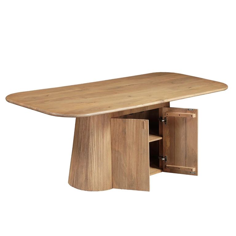 Austin Storage Dining Table - 200cm - 8 Seater - Fluted - Natural - Mango Wood