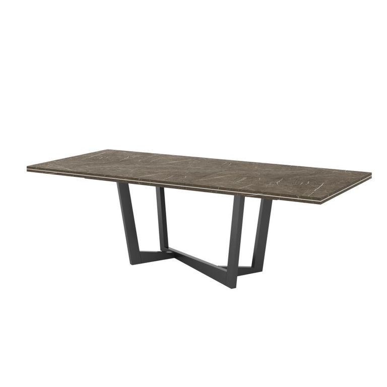 Fidia Italian Extending Dining Table - 160cm-250cm - 6-10 Seater - Marquinia Marble Effect Top and Metal