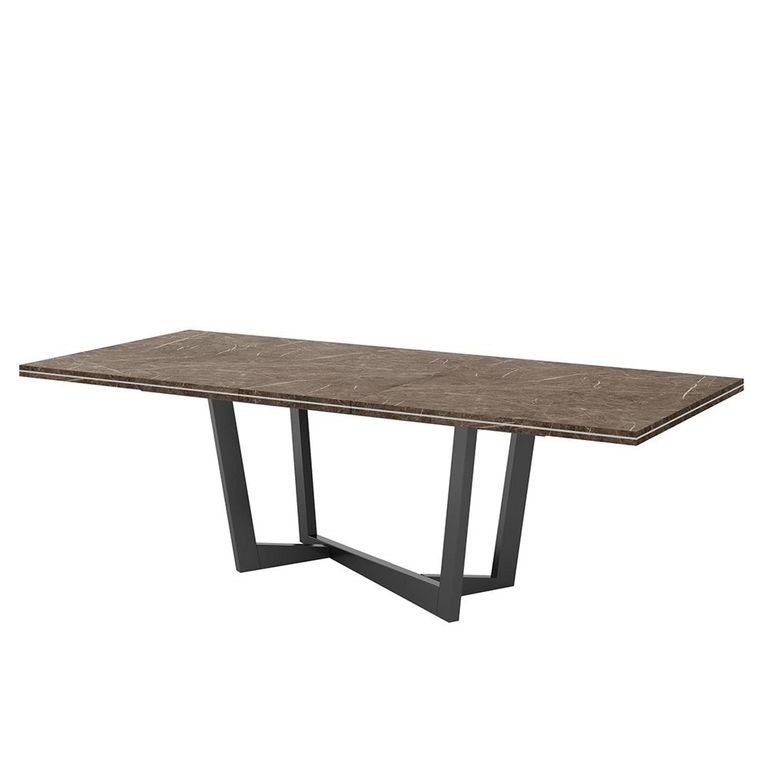 Fidia Italian Extending Dining Table - 200cm-290cm - 8-12 Seater - Marquinia Marble Effect Top and Metal