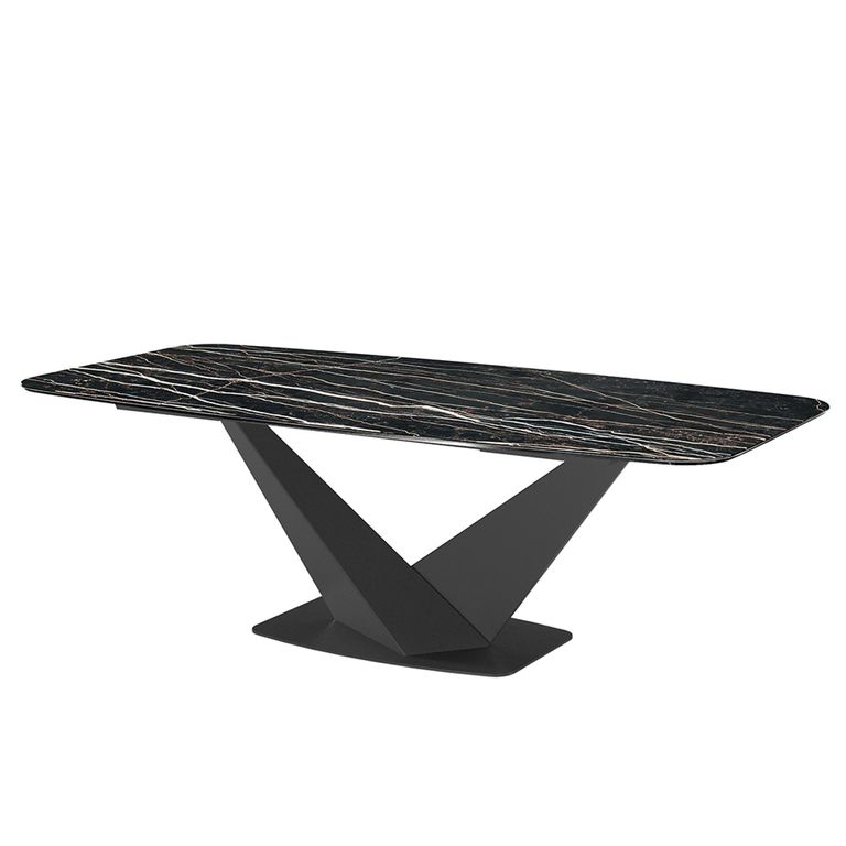 Krystal Italian Dining Table - 200cm - 8 Seater - V Base - Ceramic and Metal