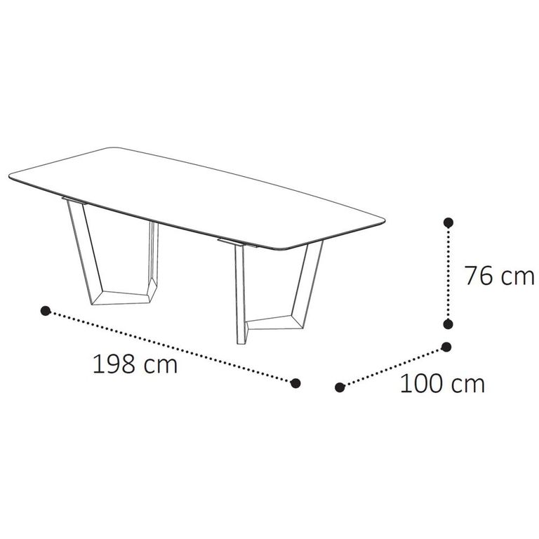 Krystal Italian Dining Table - 200cm - 8 Seater - Net Base - Ceramic and Metal