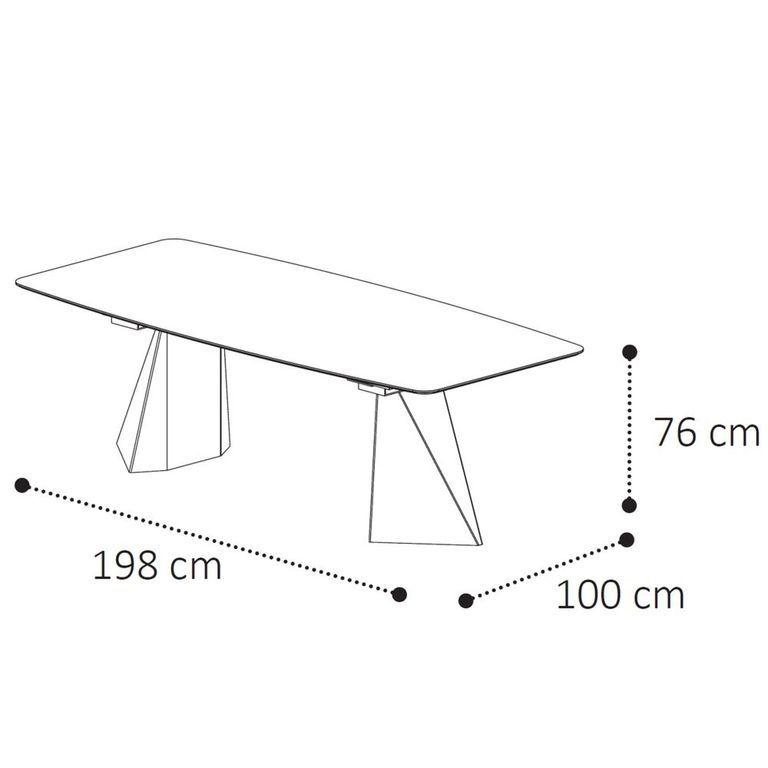Krystal Italian Dining Table - 200cm - 8 Seater - Tent Base - Ceramic and Metal