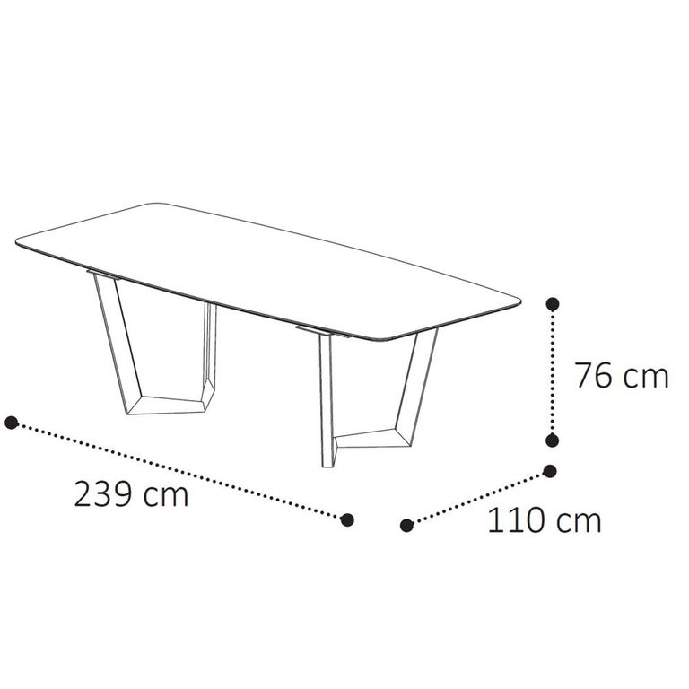 Krystal Italian Dining Table - 240cm - 10 Seater - Net Base - Ceramic and Metal
