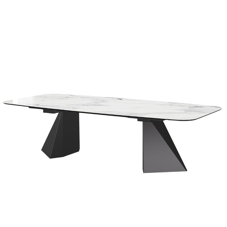 Krystal Italian Dining Table - 240cm - 10 Seater - Tent Base - Ceramic and Metal