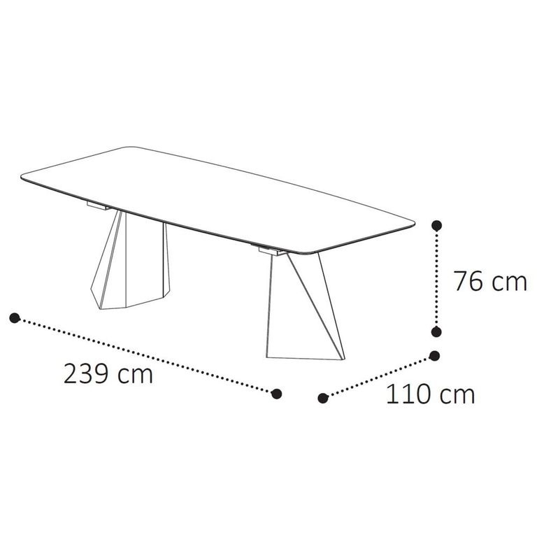 Krystal Italian Dining Table - 240cm - 10 Seater - Tent Base - Ceramic and Metal