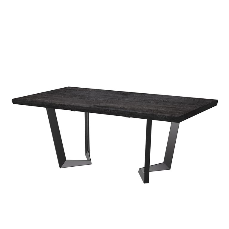 Krystal Italian Extending Dining Table - 160cm-260cm - 6-10 Seater - Net Base - Medblue Birch Gloss - Wooden and Metal