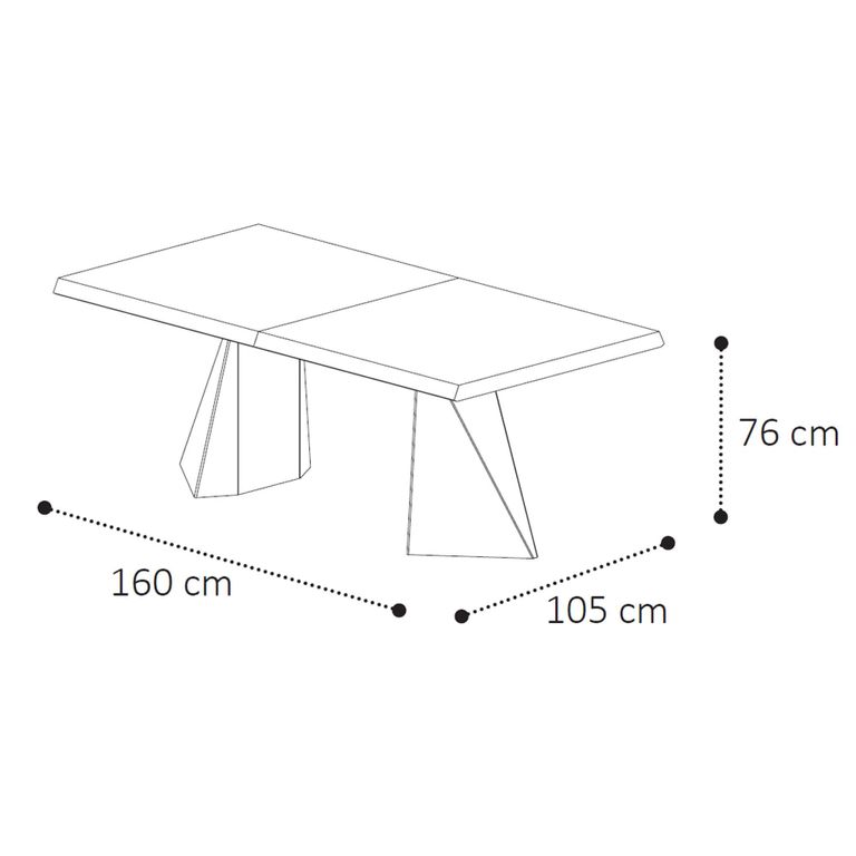 Krystal Italian Extending Dining Table - 160cm-260cm - 6-10 Seater - Tent Base - Medblue Birch Gloss - Wooden and Metal