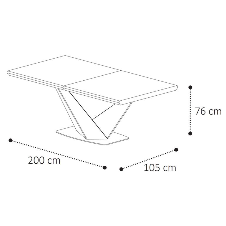 Krystal Italian Extending Dining Table - 200cm-300cm - 8-12 Seater - V Base - Medblue Birch Gloss - Wooden and Metal