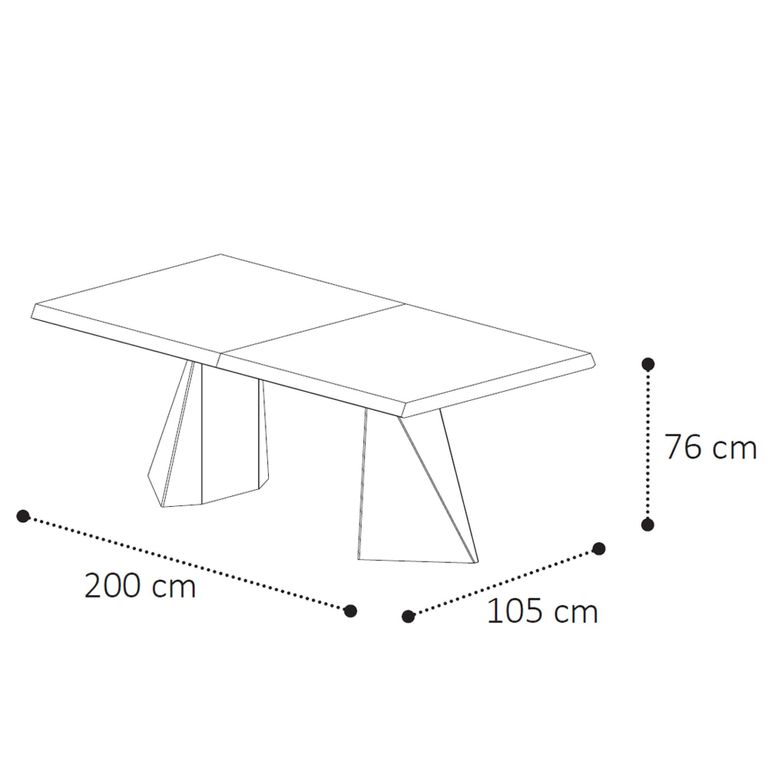 Krystal Italian Extending Dining Table - 200cm-300cm - 8-12 Seater - Tent Base - Medblue Birch Gloss - Wooden and Metal