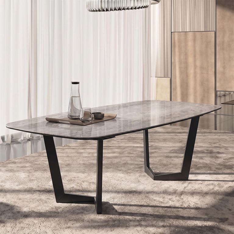 Krystal Italian Dining Table - 200cm - 8 Seater - Net Base - Ceramic and Metal