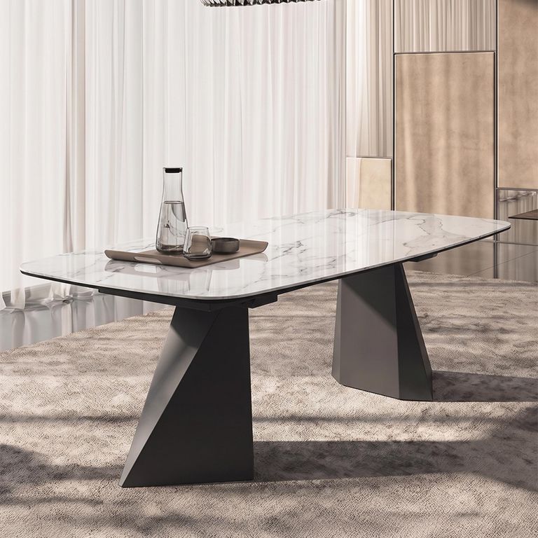 Krystal Italian Dining Table - 200cm - 8 Seater - Tent Base - Ceramic and Metal