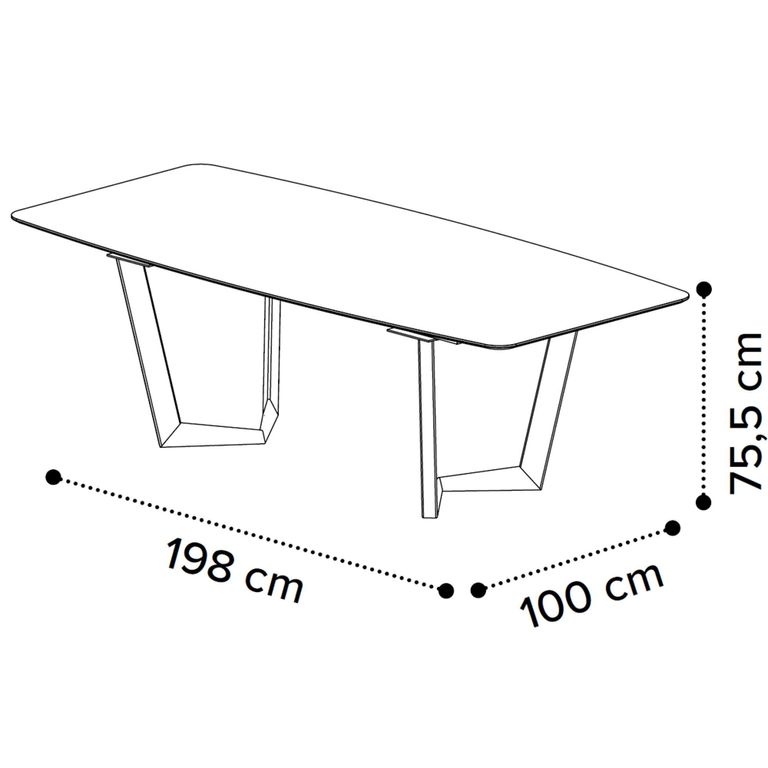 Zenith Italian Dining Table - 200cm - 8 Seater - Net Base - Calacatta Gold and Black - Ceramic Top