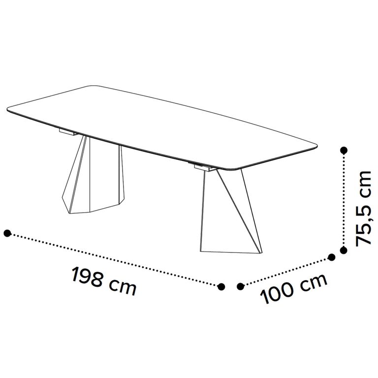 Zenith Italian Dining Table - 200cm - 8 Seater - Tent Base - Thunder Night and Black - Ceramic Top