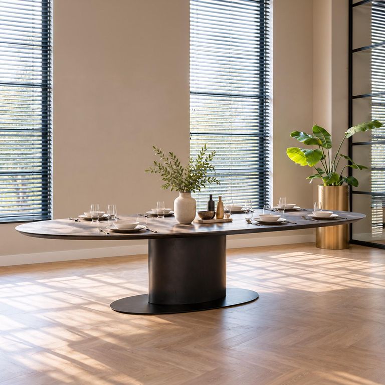 Gordon Dark Wood 240cm 10 Seater Oval Pedestal Dining Table