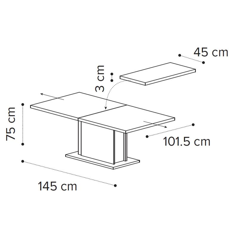 Volare Italian Extending Dining Table - 145cm-235cm - 6-10 Seater - Pedestal - Venetian Grey