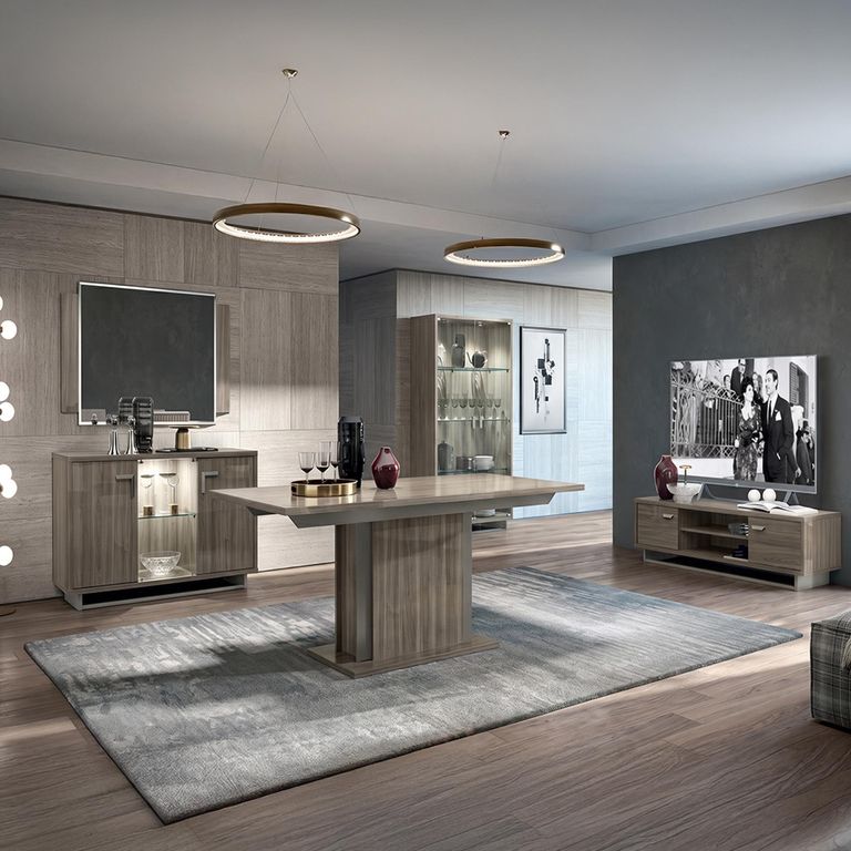 Volare Italian Extending Dining Table - 160cm-250cm - 6-10 Seater - Pedestal - Venetian Grey