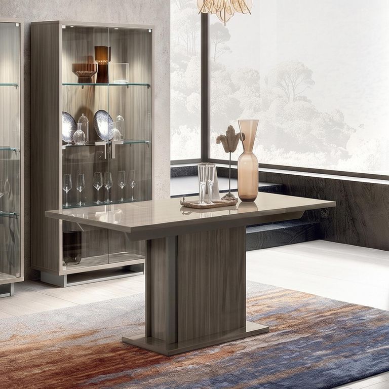 Volare Italian Extending Dining Table - 145cm-235cm - 6-10 Seater - Pedestal - Venetian Grey