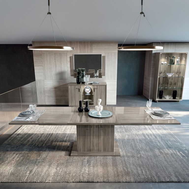 Volare Italian Extending Dining Table - 200cm-290cm - 8-12 Seater - Pedestal - Venetian Grey