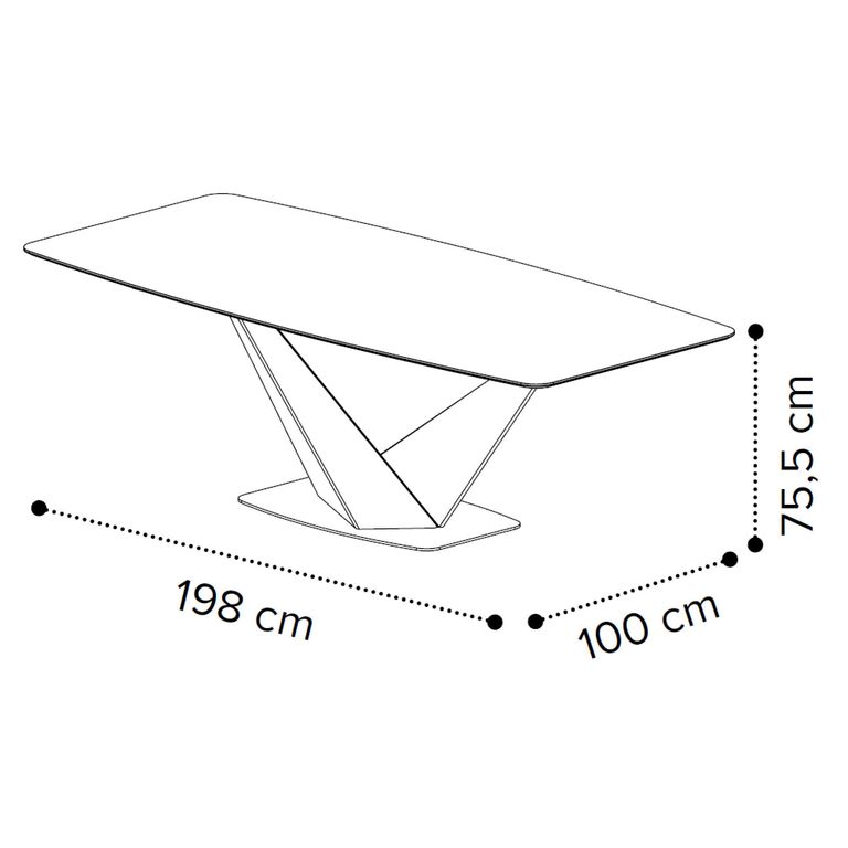 Prestige Italian Dining Table - 200cm - 8 Seater - V Base - Calacatta Gold and Black - Ceramic