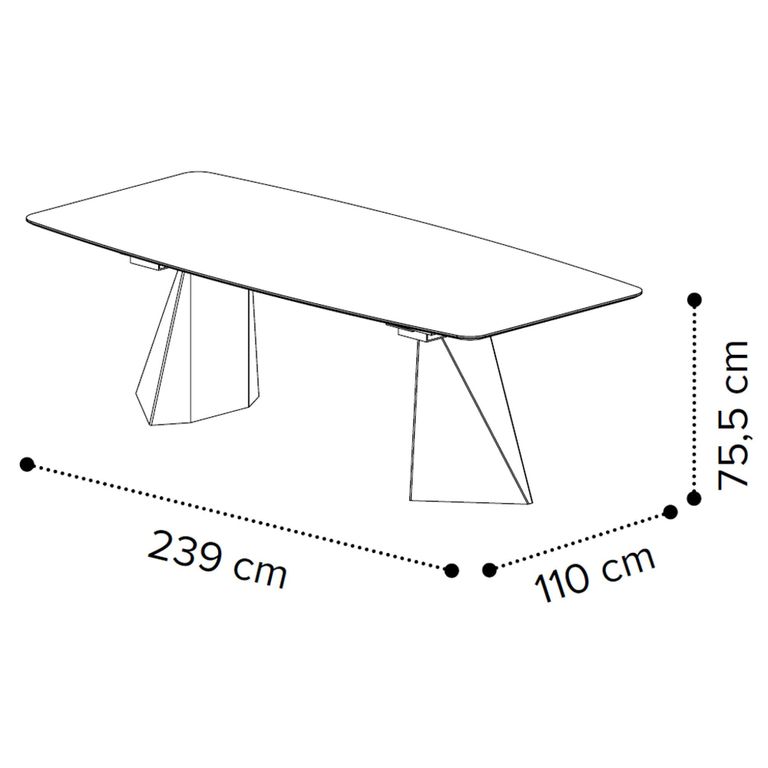 Prestige Italian Dining Table - 240cm - 10 Seater - Tent Base - Calacatta Gold and Black - Ceramic