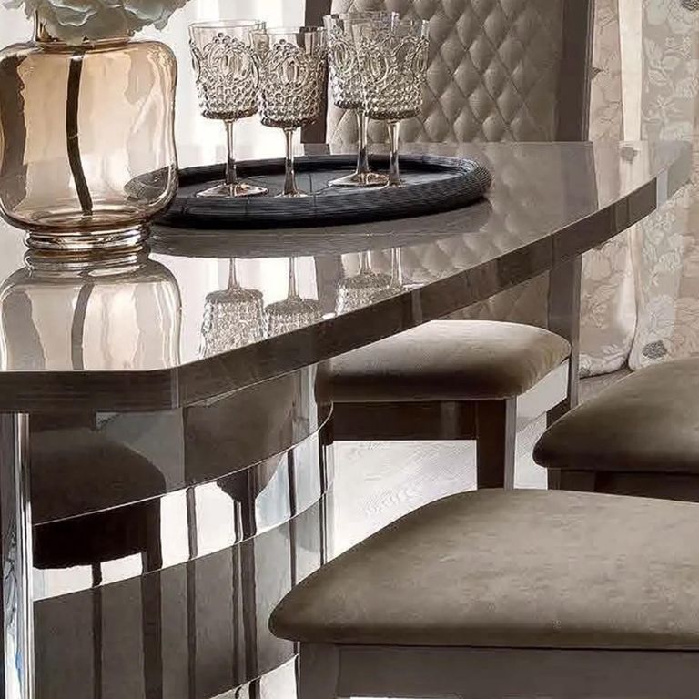 Platinum Italian Butterfly Extending Dining Table - 160cm-205cm - 6-8 Seater - Pedestal Base - Silver Birch