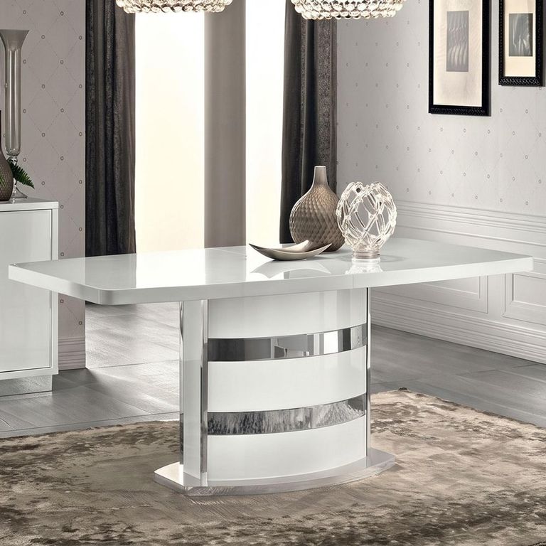 Roma Italian Butterfly Extending Dining Table - 200cm-245cm - 8-10 Seater - Pedestal Base - White