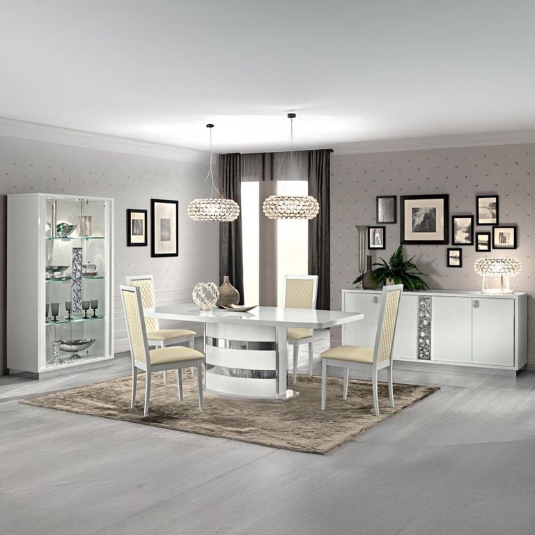 Roma Italian Butterfly Extending Dining Table - 200cm-245cm - 8-10 Seater - Pedestal Base - White