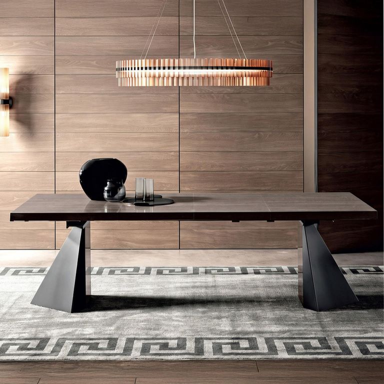 Elite Italian Extending Dining Table - 200cm-300cm - 8-12 Seater - Tent Base - Silver Birch