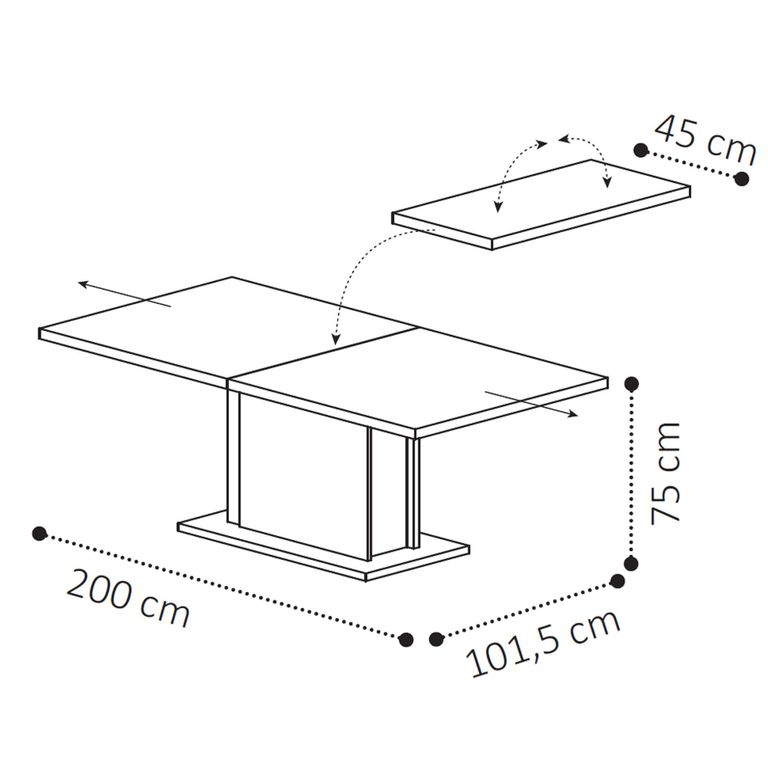 Volare Italian Extending Dining Table - 200cm-245cm - 8-10 Seater - Pedestal - Walnut