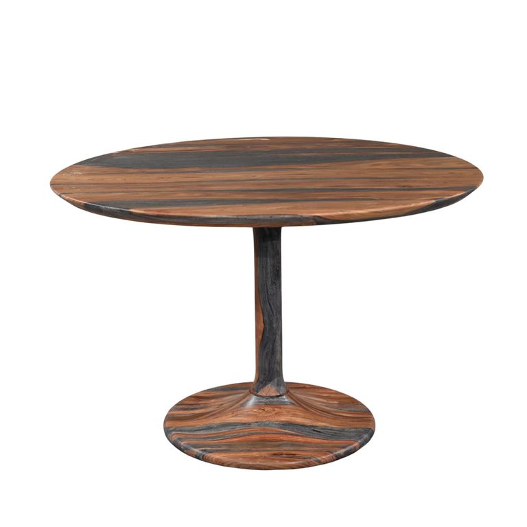 Goa Tulip Dining Table - 115cm - 4 Seater - Round - Rustic Sheesham