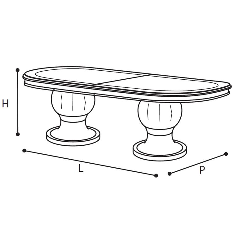 Leonardo Italian Extending Dining Table - 185cm-230cm - 6-8 Seater - Ivory Gloss and Gold