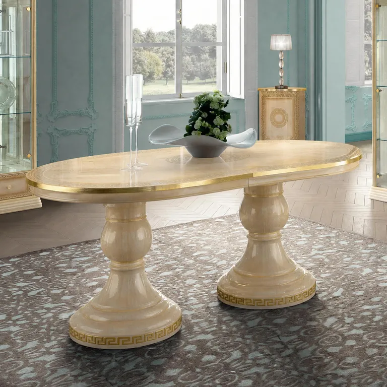 Aida Italian Extending Dining Table - 185cm-230cm - 6-8 Seater - Oval - Ivory