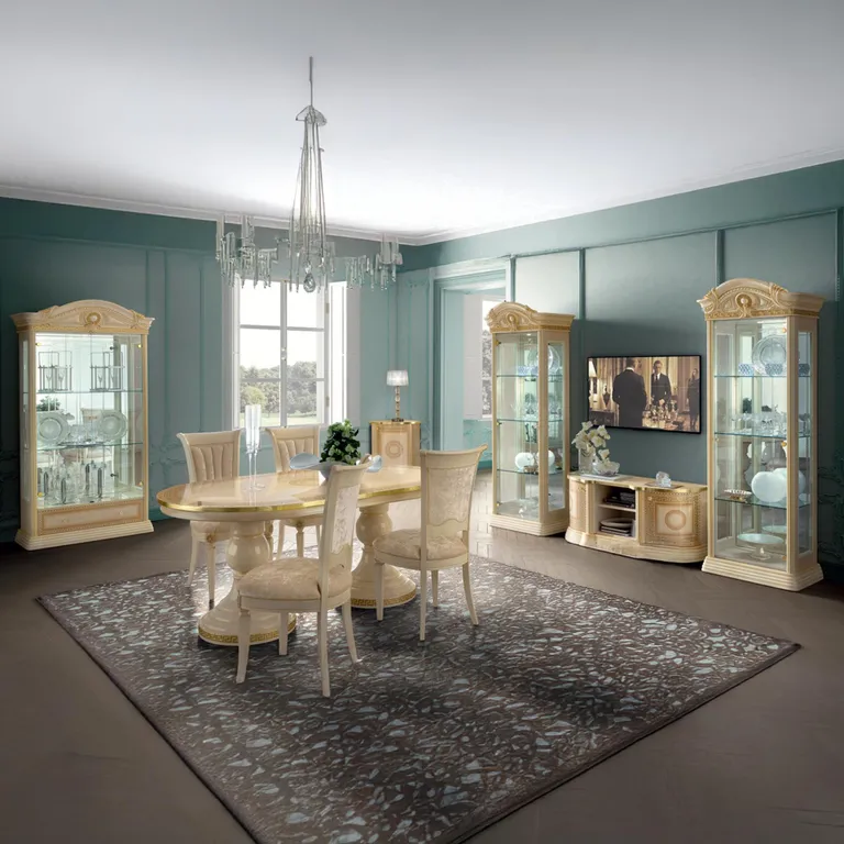 Aida Italian Extending Dining Table - 185cm-230cm - 6-8 Seater - Oval - Ivory